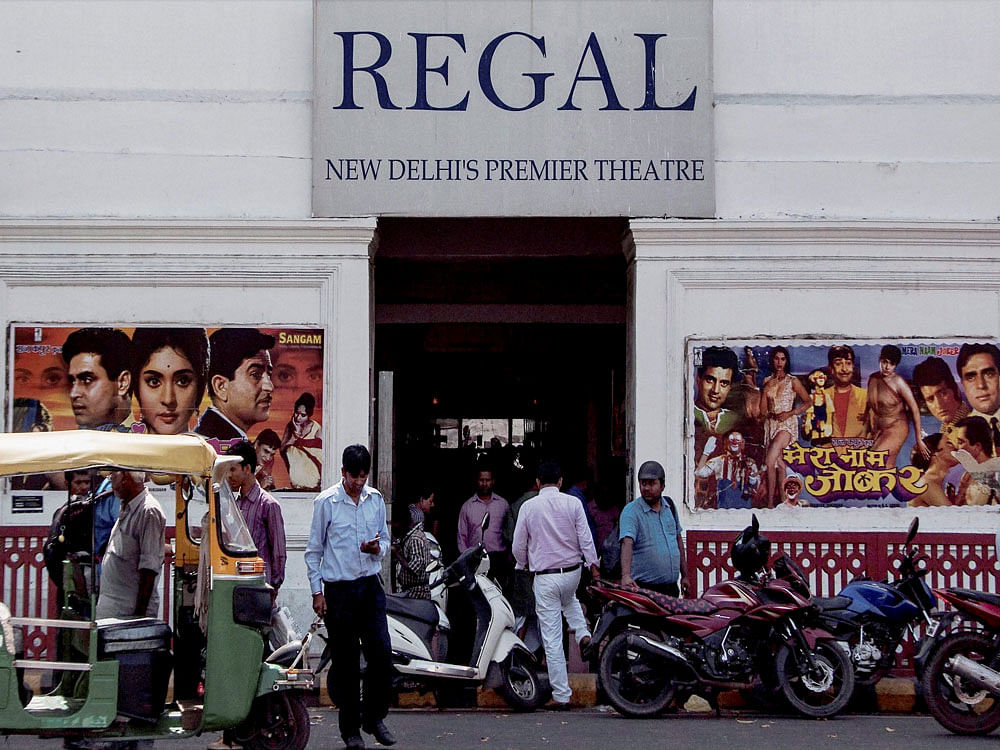A view of New Delhi's iconic theatre Regal Cinema which is going to close on Thursday with Raj Kapoor's 'Mera Naam Joker' and 'Sangam' to be the last movies to be shown. PTI Photo