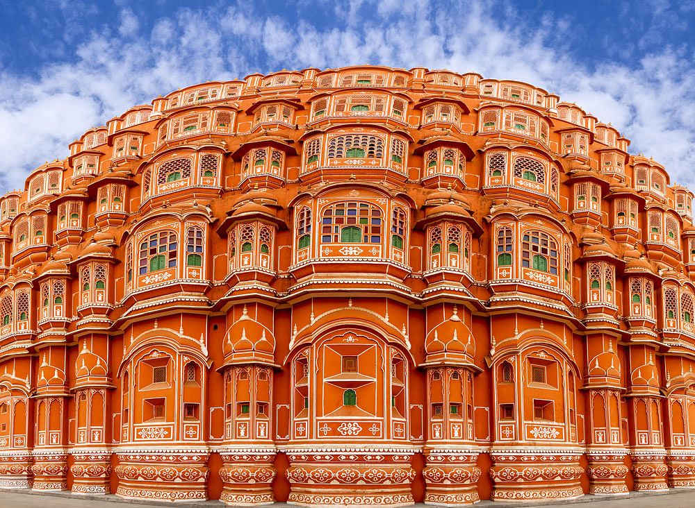 Storied perfection: Before, the ladies of royal families watched processions of the city from the balconies of Hawa Mahal, a honeycombed palace.