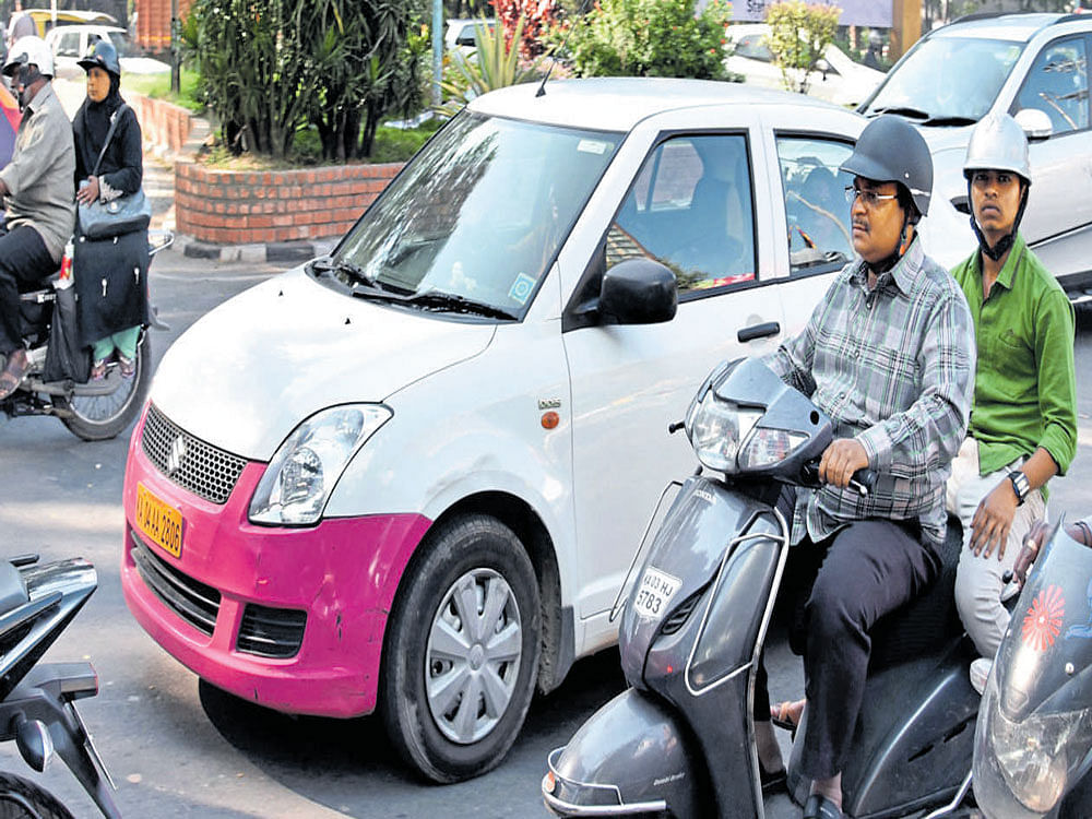 GoPink Cabs, which is more of a social venture, focuses on training women to drive cars, get driving licences and the yellow badge for commercial operations. dh file photo