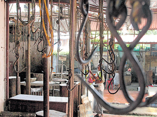 Sources said the slaughterhouse was being run from a makeshift building on encroached government land. DH File Photo