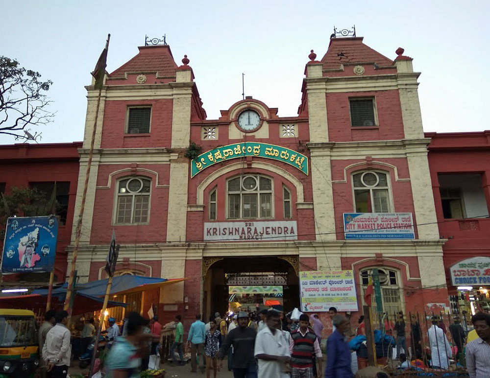 Bustling: A view of K R Market in Chamarajpet, Bengaluru.