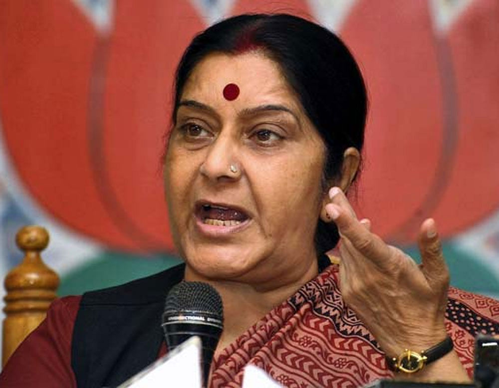 Sushma said her ministry has already issued a statement declaring Islamabad's move as illegal. DH File Photo