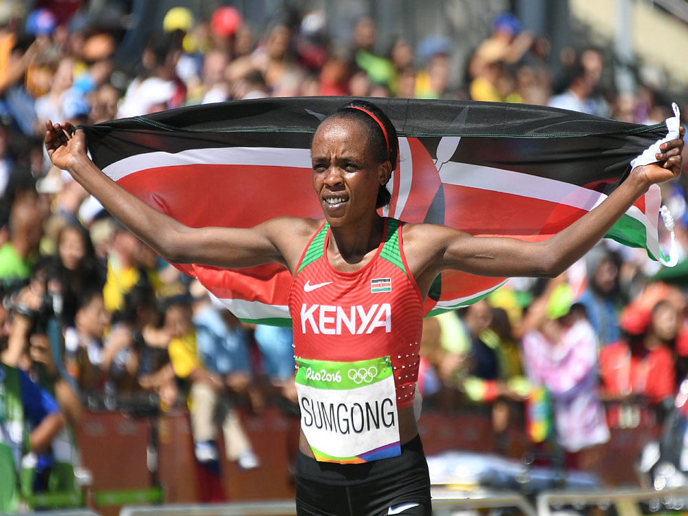 Jemima Sumgong, the first Kenyan woman to win Olympic marathon gold when she triumphed at Rio in 2016, has failed an out-of-competition dope test, reports claimed today. Reuters file photo