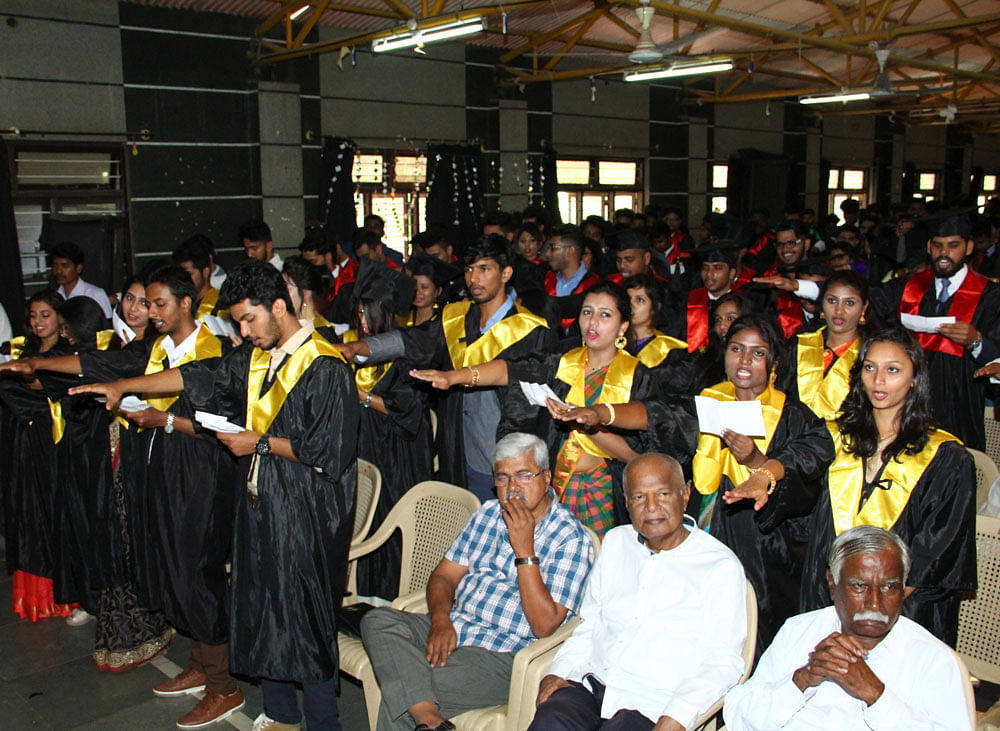 Proud: The students with the dignitaries.
