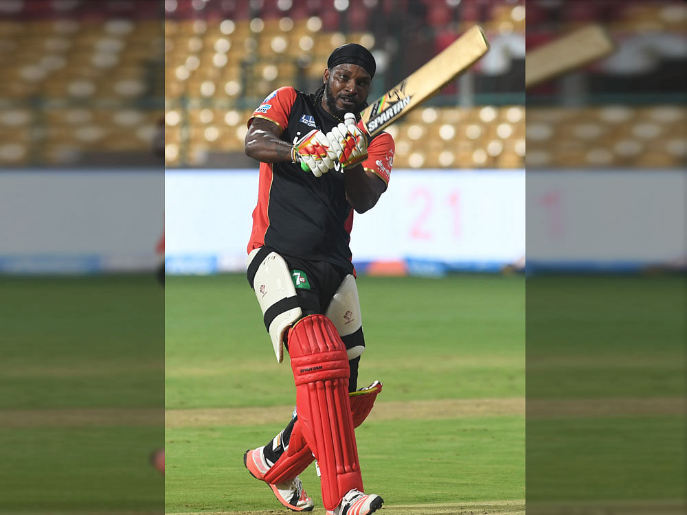 BIG MAN: Royal Challengers Bangalore will hope for a big knock from their opener Chris Gayle against Delhi Daredevils on Saturday. DH PHOTOS/ KISHOR KUMAR BOLAR