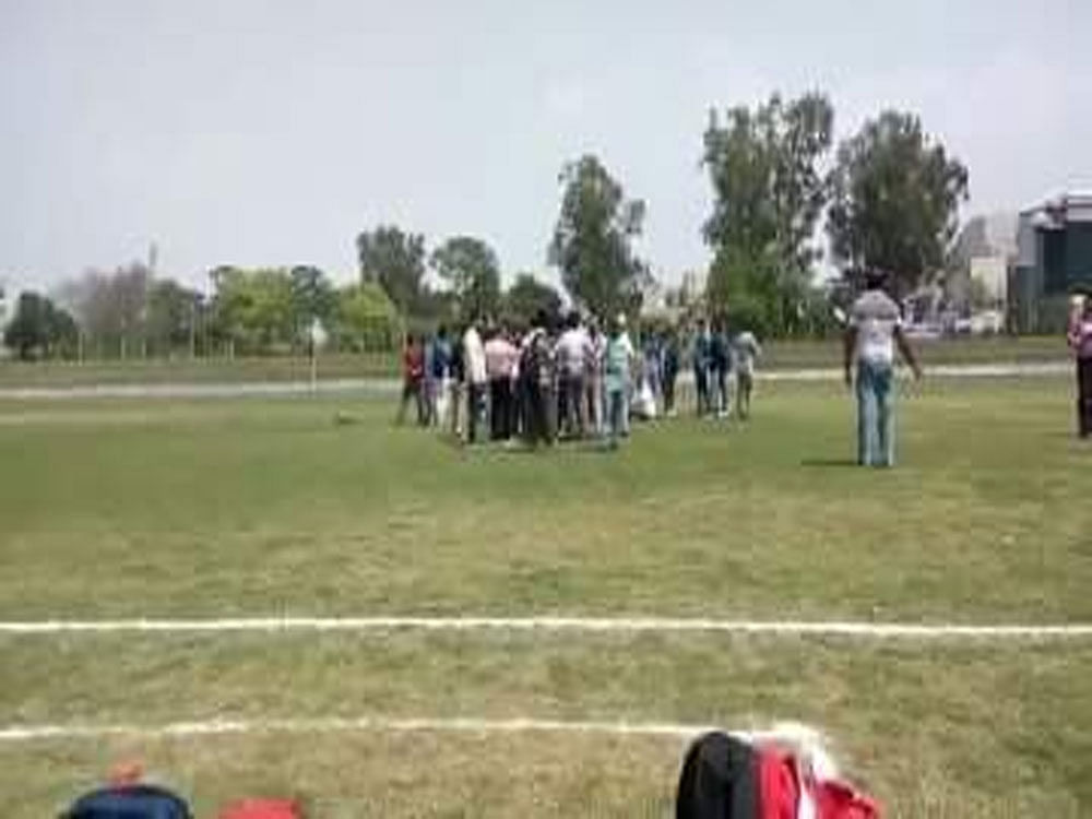 Activists of the BJP's student wing ABVP stormed Jammu University and disrupted a football match between students of the varsity and Islamic University of Science and Technology, alleging that students from Kashmir had disrespected the national anthem. Picture courtesy Twitter