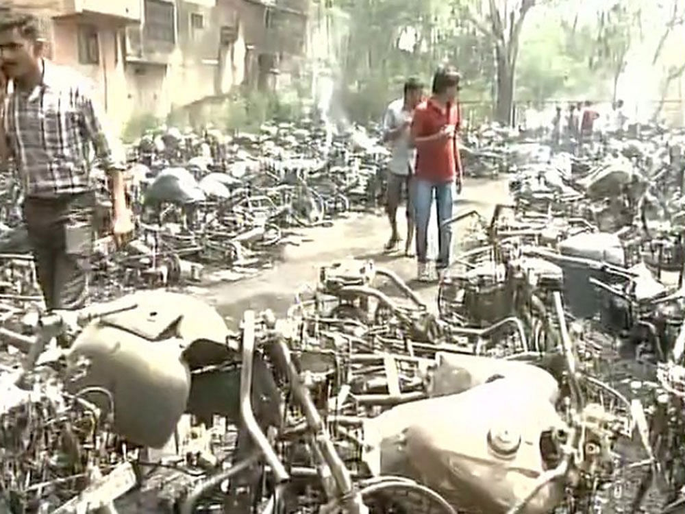 Over 200 vehicles gutted in fire at parking area in Chhattisgarh. ANI