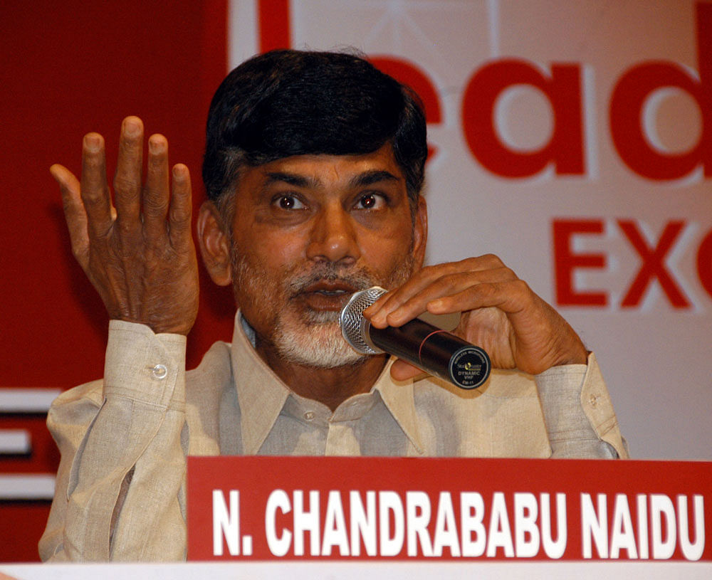 Briefing reporters in the midst of the late evening meeting held a month ahead of the NDA government's third anniversary, TDP chief and Andhra Pradesh Chief Minister Chandrababu Naidu was effusive in his praise for Prime Minister Narendra Modi. DH file photo