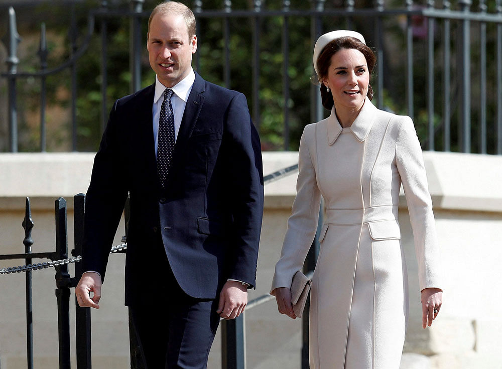 Britain's Prince William and Kate, the Duchess of Cambridge arrive to attend the Easter Sunday service at St George's Chapel at Windsor Castle in Berkshire, England, Sunday, April 16, 2017. Associated Press/Press Trust of India file photo