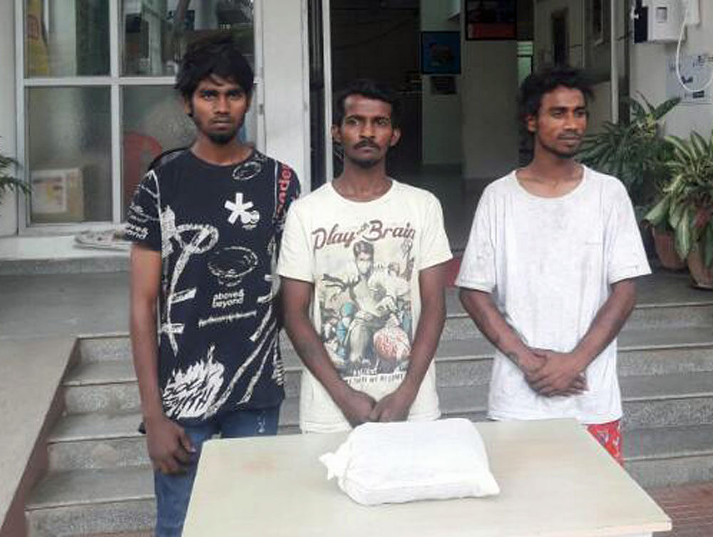 Augustin, Harish and Amaran arrested on the charge of trying to sell marijuana to college students.