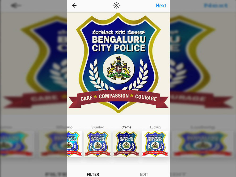 Instagram handle of the Bengaluru city police