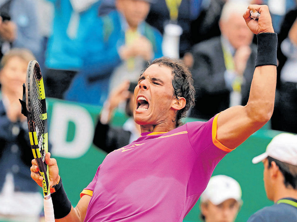 Relief: Spain's Rafael Nadal celebrates his win over Kyle Edmund of Great Britain. AFP