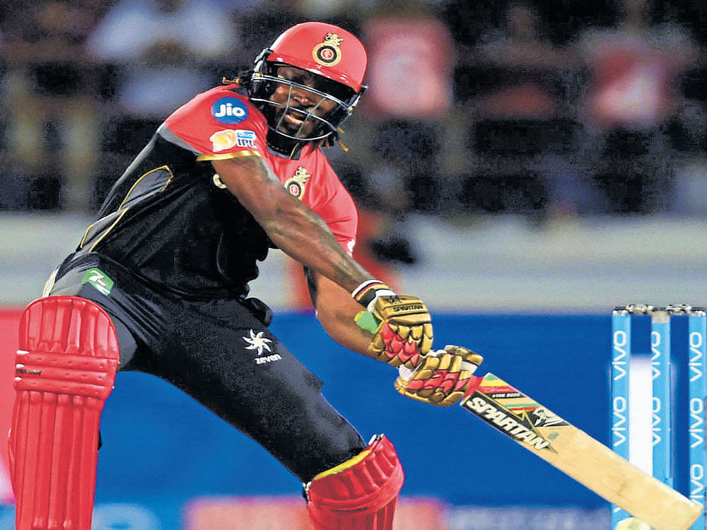 He is back! Chris Gayle was at his vintage best against  Gujarat Lions on Tuesday night in Rajkot. afp
