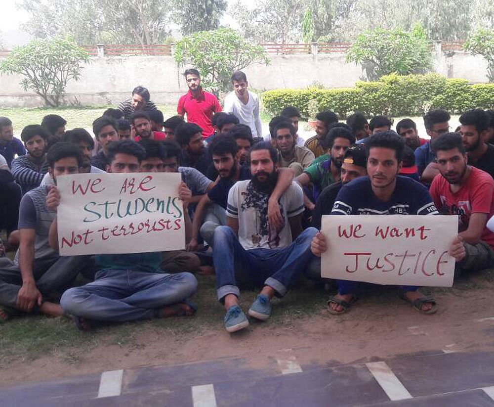 Following the incident, the students also staged a demonstration on Thursday to urge authorities to hold the perpetrators accountable for their actions. Photo Credit: DH Photo