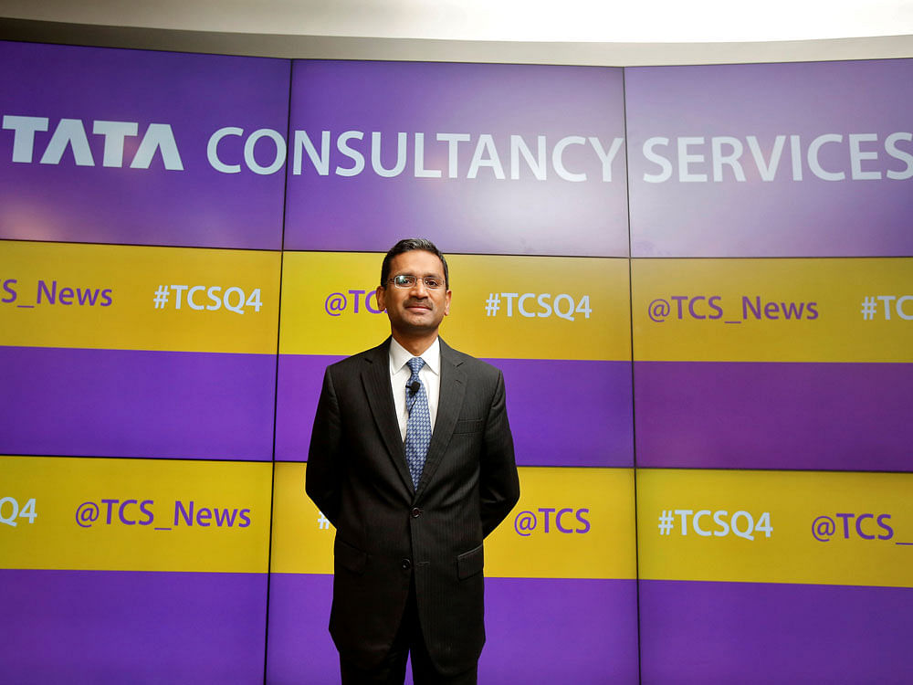 Tata Consultancy Services (TCS) Chief Executive Officer Rajesh Gopinathan poses for a photograph after addressing a news conference announcing the company's quarterly results in Mumbai, India April 18, 2017. REUTERS Photo
