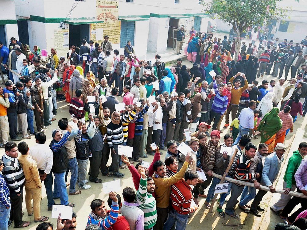 Both the BJP and the Congress have exuded confidence about winning the electoral battle while the AAP is seeking to replicate its 2015 Assembly elections performance, despite suffering a debacle in the Rajouri Garden bypoll. Polling began at 8 am amid tight security arrangements across the city. PTI File Photo