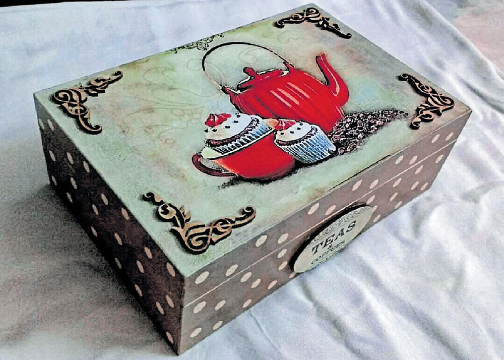 Decoupage tea chest box.