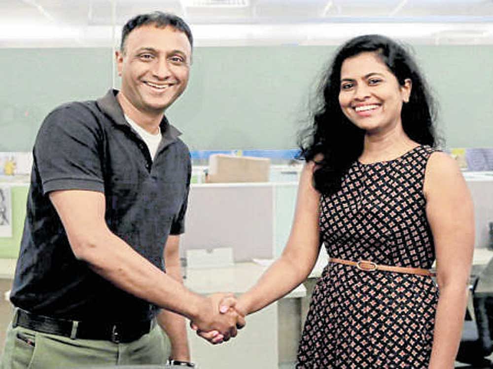 Flipkart CEO Kalyan Krishnamurthy (left) with Padmini Pagadala.
