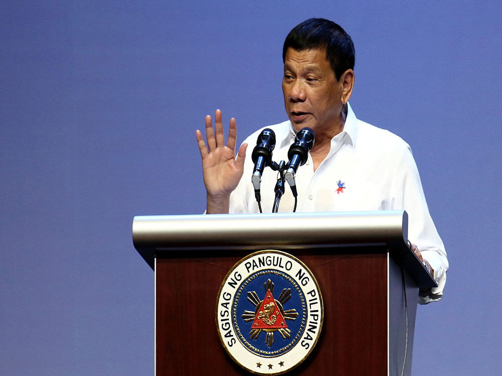Duterte declared that protesting China's work in the controversial South China Sea was pointless. Photo credit: Reuters.