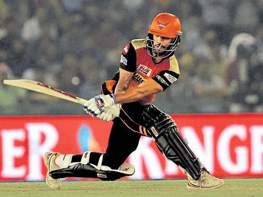 brutal Shikhar Dhawan top scored for Hyderabad with a 48-ball 77 against Punjab in Mohali on Friday. AFP