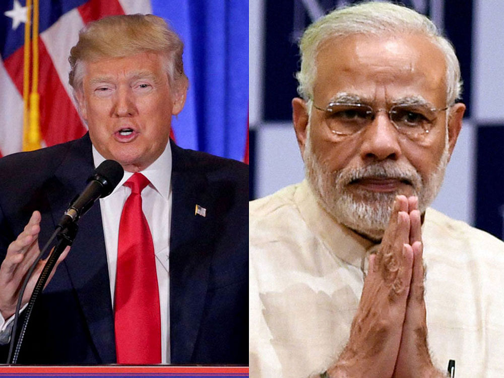 US President Donald Trump and Prime Minister Narendra Modi. file photo