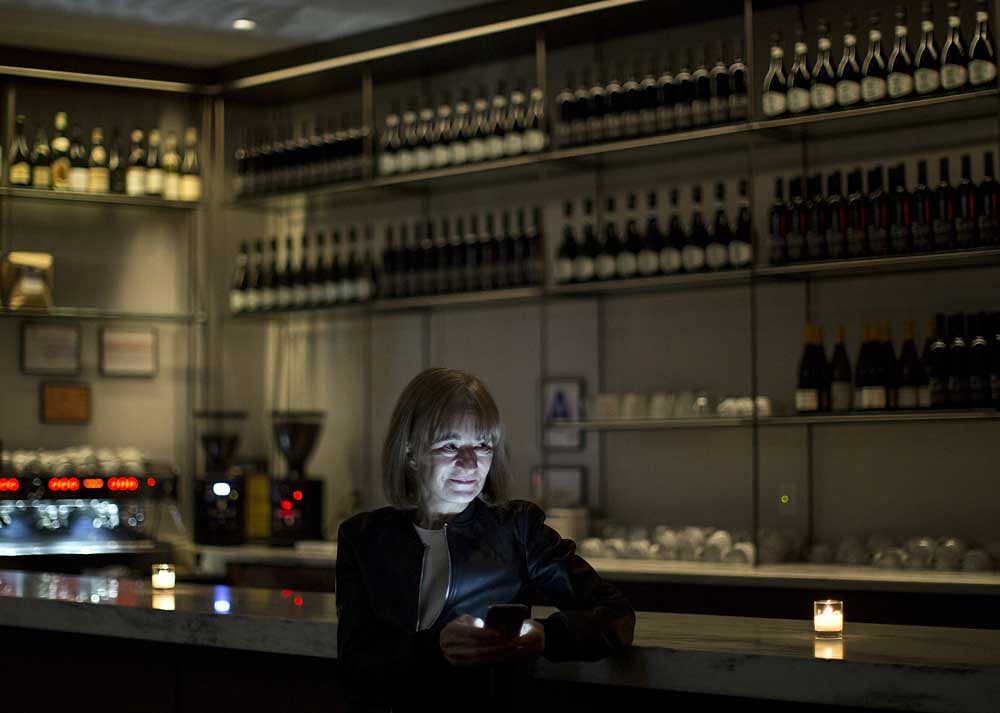 Jane Perlez, The New York Times bureau chief in Beijing, at the cafe in the Met Breuer in New York, on April 25, 2017. Perlez uses a variety of apps and technology like VPNs to work in China in spite of the Great Firewall. INYT