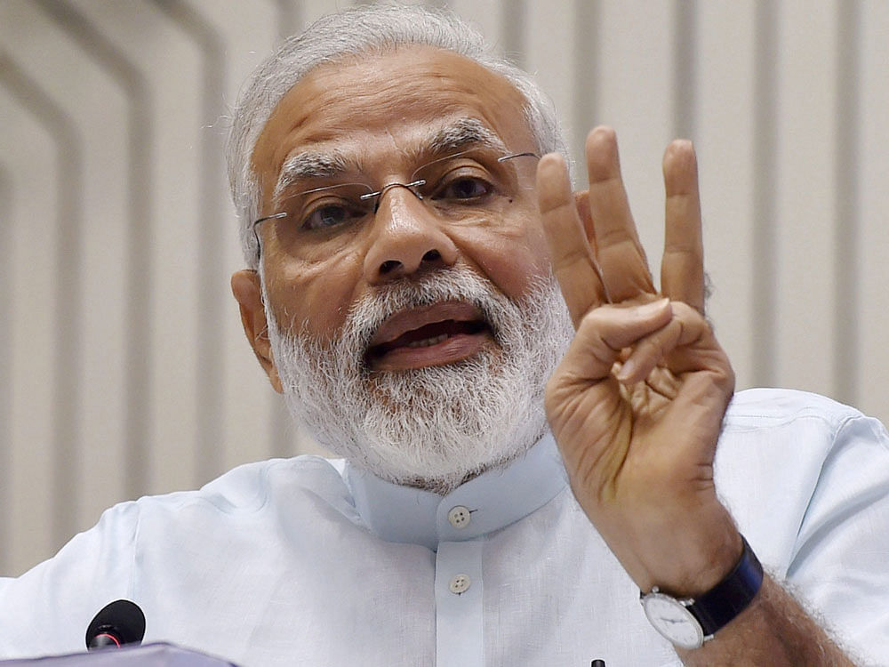 Narendra Modi asserted the high viability of India as an investment destination on the eve of his cabinet completing three years. Photo credit: PTI.
