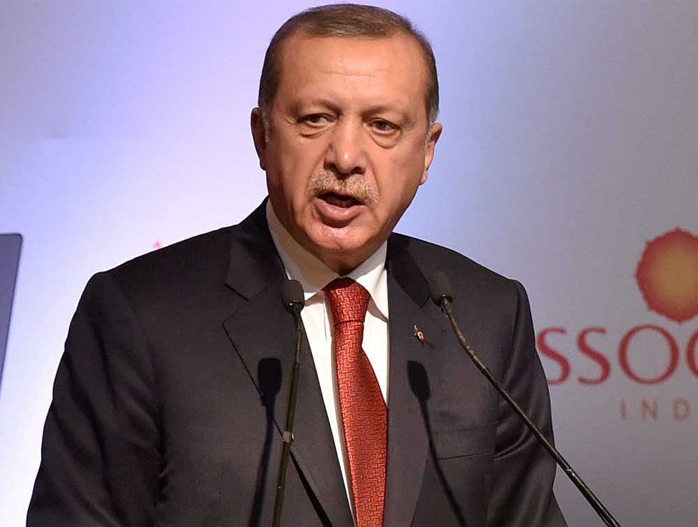 Recep Tayyip Erdogan at  the India-Turkey Business  Summit on Monday. PTI
