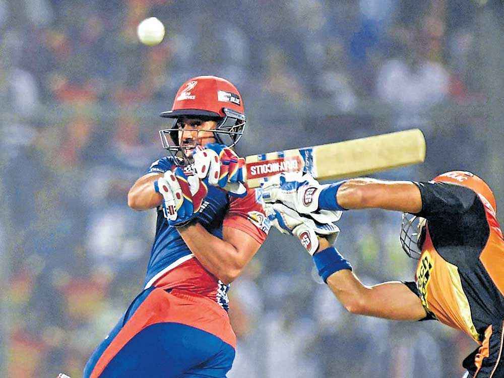 fast starter: Delhi Daredevils' Karun Nair en route to his 39 against Sunrisers Hyderabad in the IPL&#8200;match in New Delhi on Tuesday. Delhi defeated Hyderabad by six wickets. AFP
