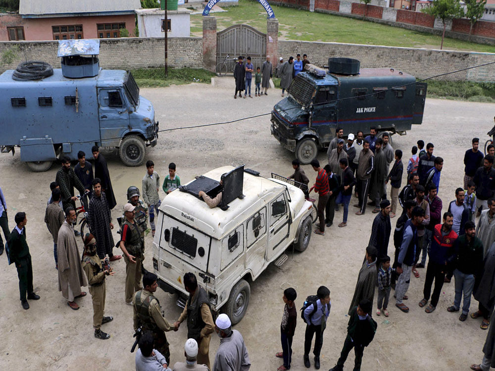 Pulwama is one of the areas in South Kashmir that is especially volatile owing to freedom and support to militants and the inability of the armed forces to break through into the area. Photo credit: AP.