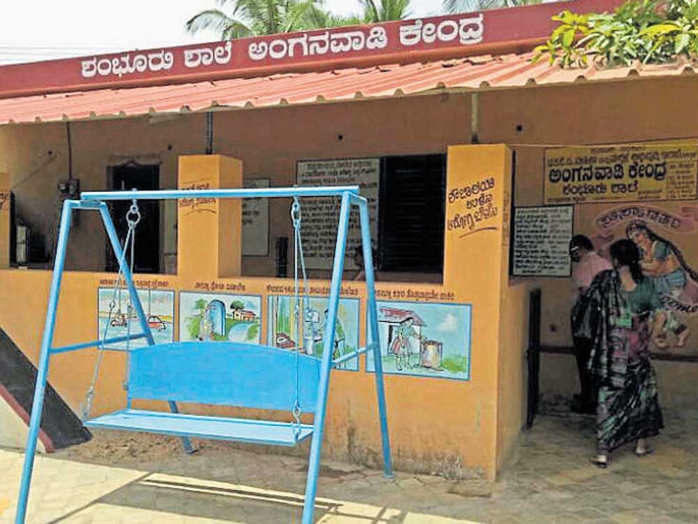 The anganwadi at Shamboor School, Bantwal taluk, Dakshina Kannada, will be converted into an air-conditioned facility. DH PHOTO