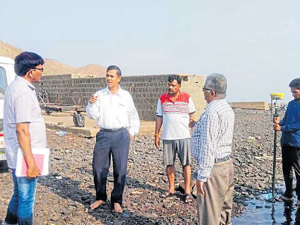 Surveywork was undertaken recently to quantify the amount of silt in the Tungabhadra dam. DH PHOTO