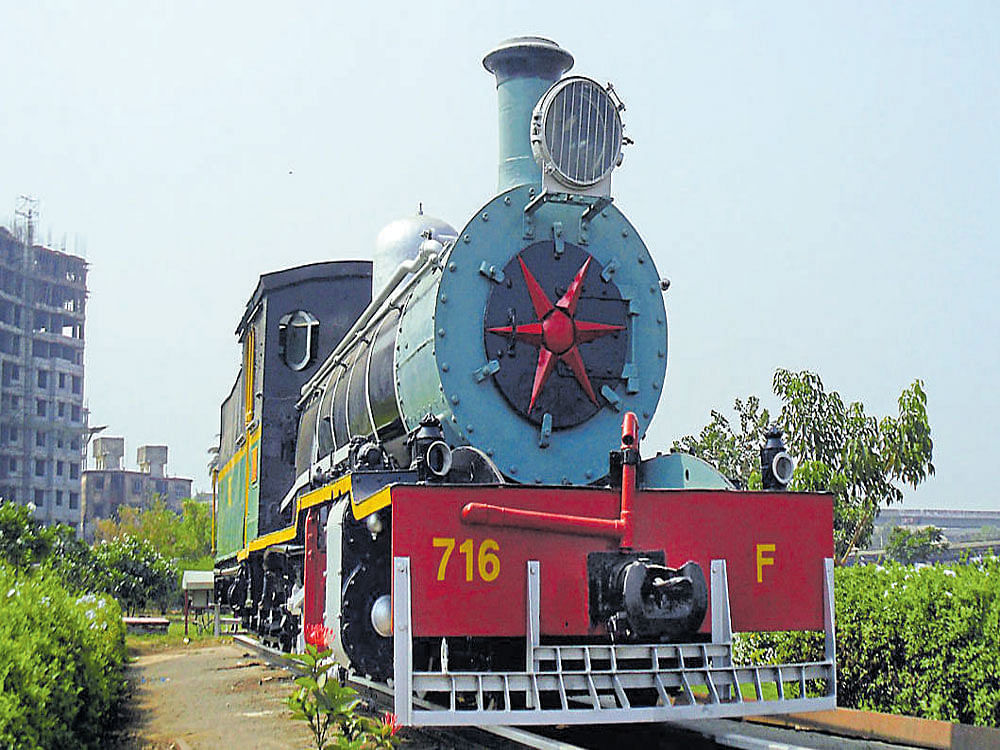 A railway engine outside Kurla station in Mumbai.