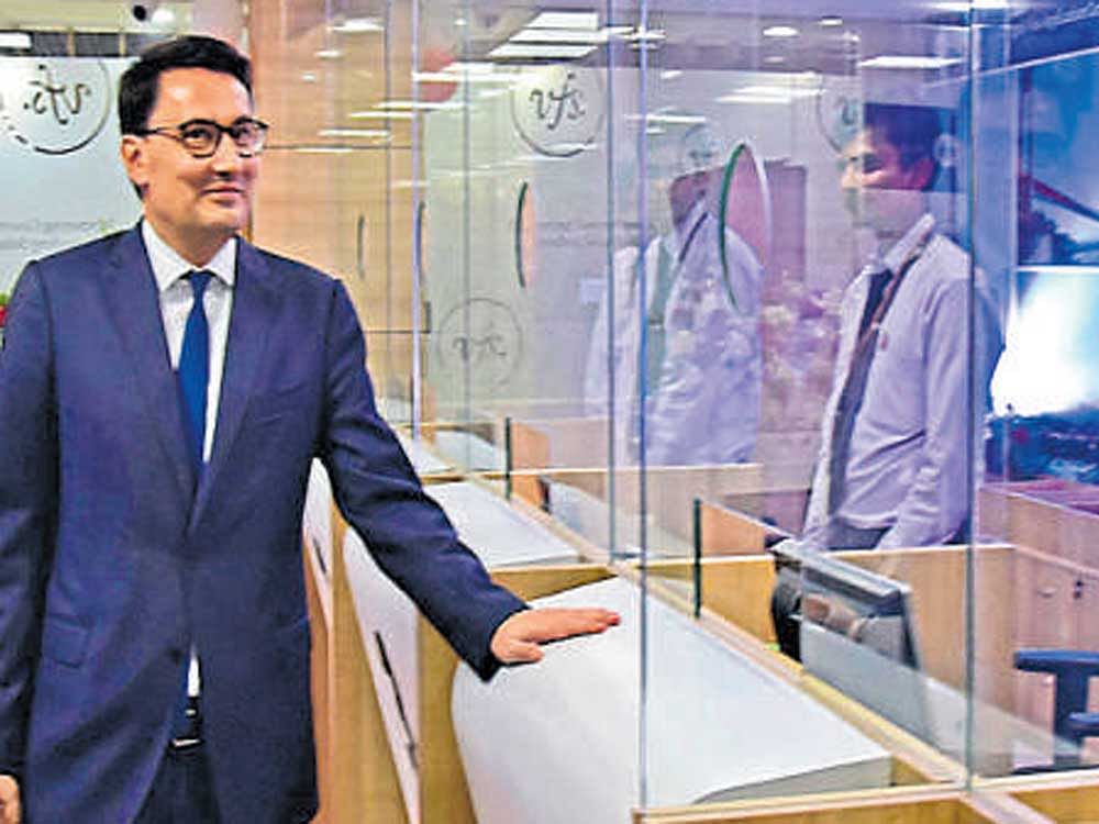 Alexandre Ziegler, Ambassador of France to India, at the new France Visa Application Centre in Bengaluru on Monday. DH PHOTO