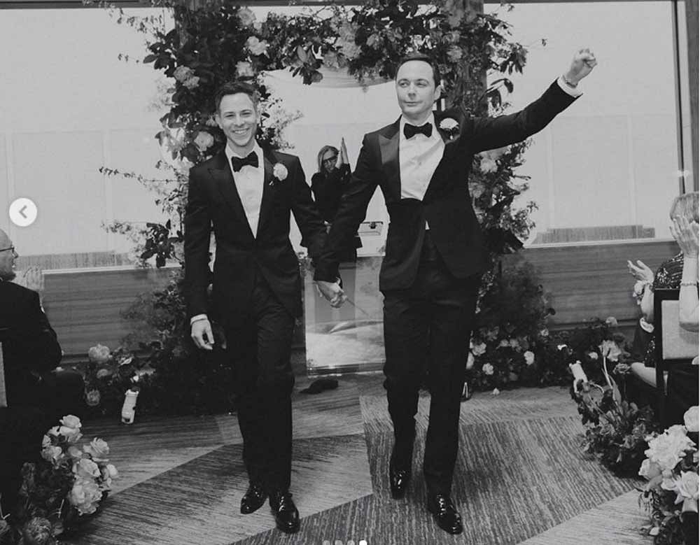 "The Big Bang Theory" star Jim Parsons has tied the knot with his longtime partner, Todd Spiewak. Photo credit: Instagram