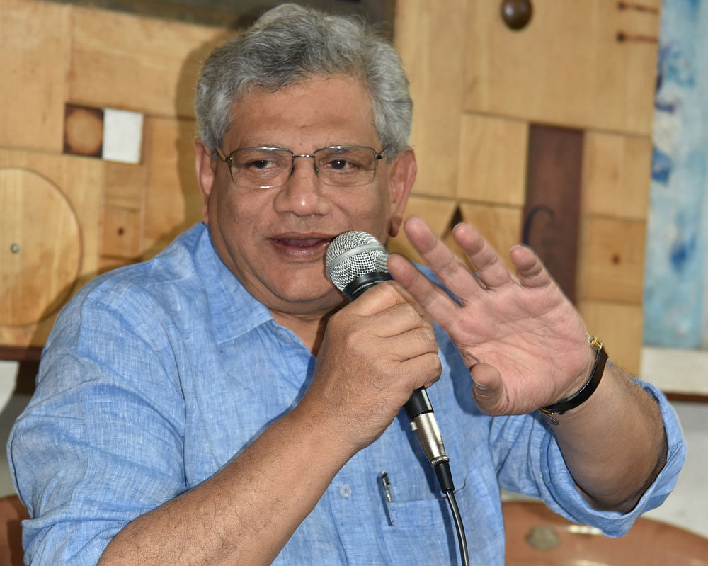 CPM general Secretary Sitaram Yechury today suggested that Gopal Krishna Gandhi may be among the possible choices but said that the ruling party should declare their candidate first in order to build consensus. DH Photo