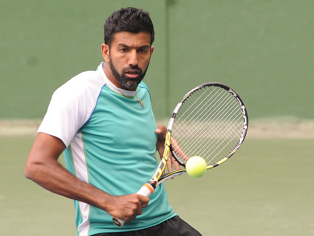 In the one-hour-39 minute match, Bopanna and Cuevas got three break chances but could convert none and lost their serve once in the opening set. File photo.