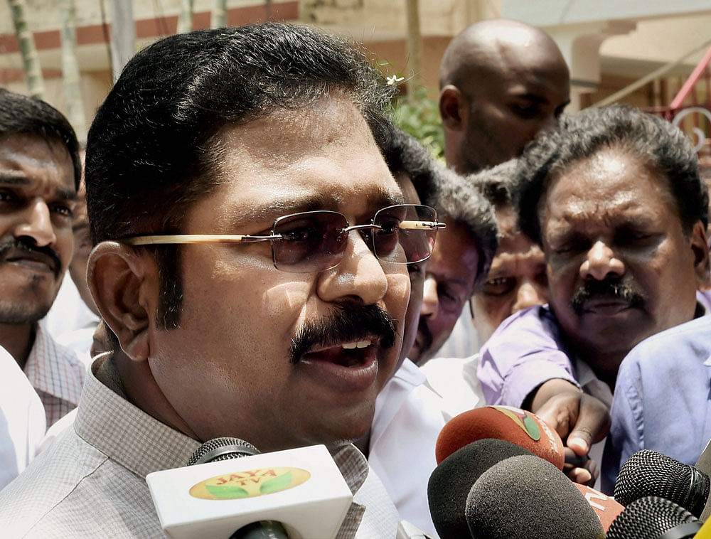 Dhinakaran is under investigation for alleged bribery of EC officials to use the AIADMK insignia for an election. Photo credit: PTI.