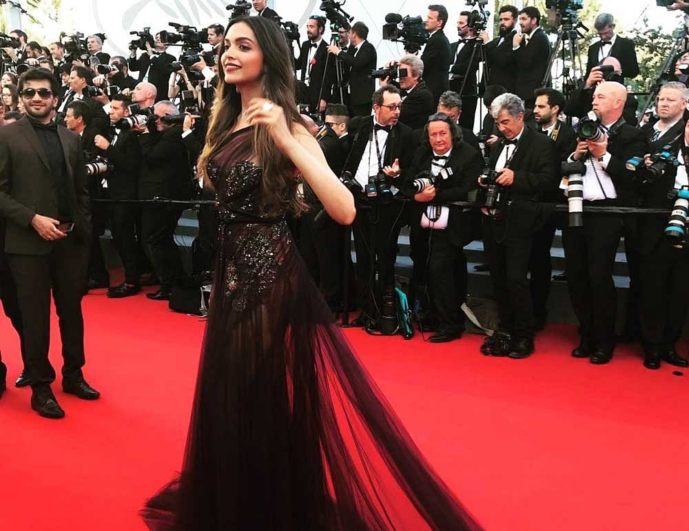 Deepika Padukone made her debut at Cannes Film Festival this year. Photo credit: Twitter.