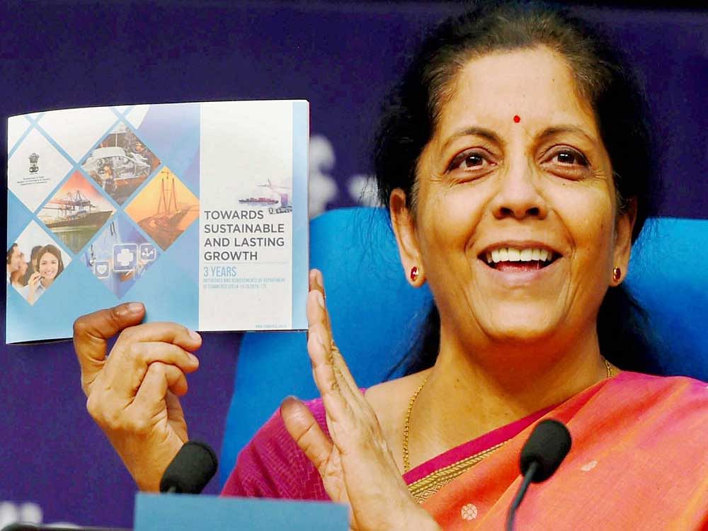 Allaying the apprehension on H-1B visa, Commerce Minister Nirmala Sitharaman on Saturday said the number of H-1B visas for Indian IT professionals would not come down and IT industry should not get panicky. In picture: Commerce Minister Nirmala Sitharaman. Photo credit: PTI.
