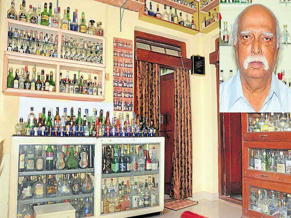 Mukund Pai (inset) has a collection of 1,400 bottles