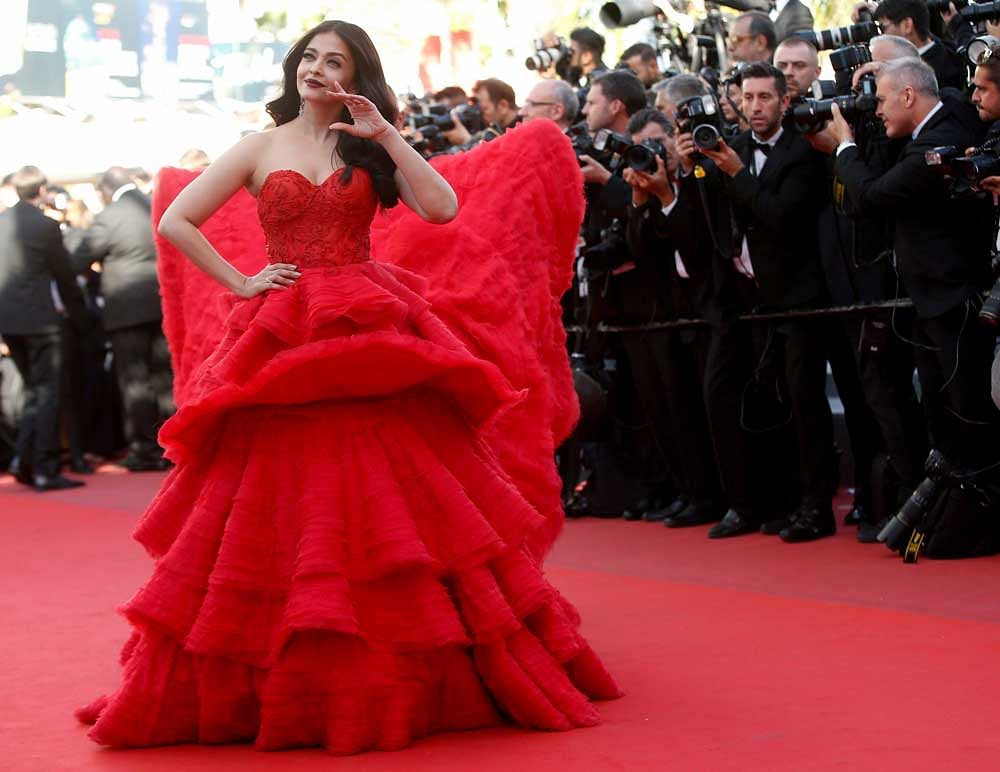 Aishwarya Rai Bachchan poses for photographers upon arrival at the screening of the film 120 Beats Per Minute at the 70th international film festival, Cannes, southern France, Saturday, May 20, 2017. AP/PTI