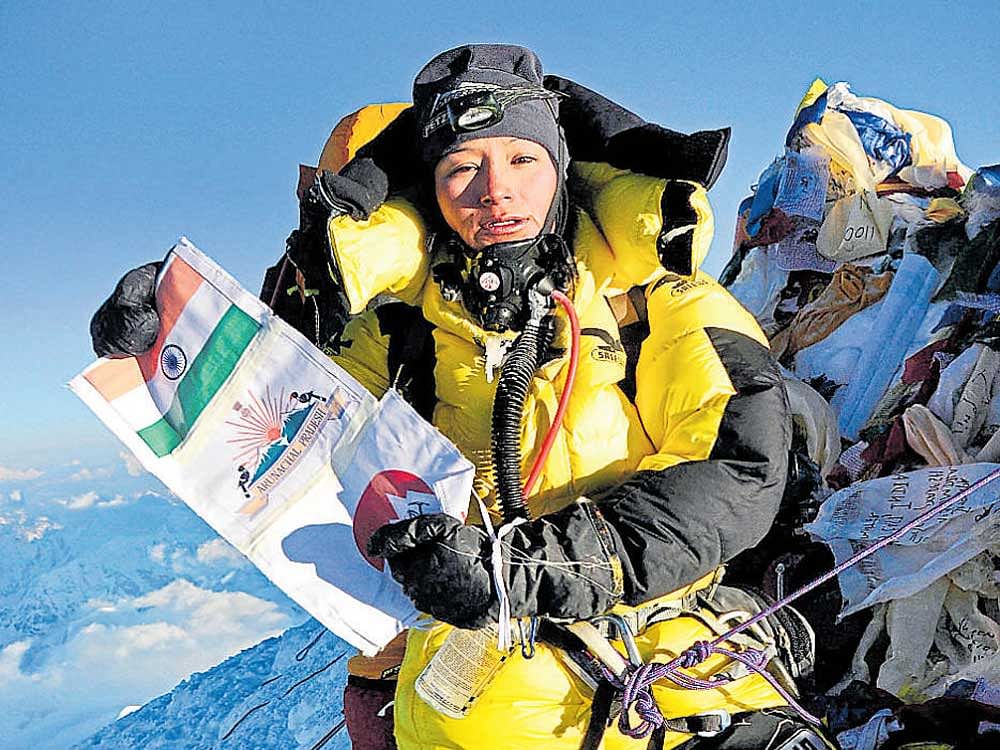 Arunachal Pradesh mountaineer Anshu Jamsenpa has become the world's first woman to scale Mt Everest twice in five days. She unfurled the tricolour on Mt Everest on May 16 at 9.15 am and again on May 21 at 8 am. PTI FILE PHOTO