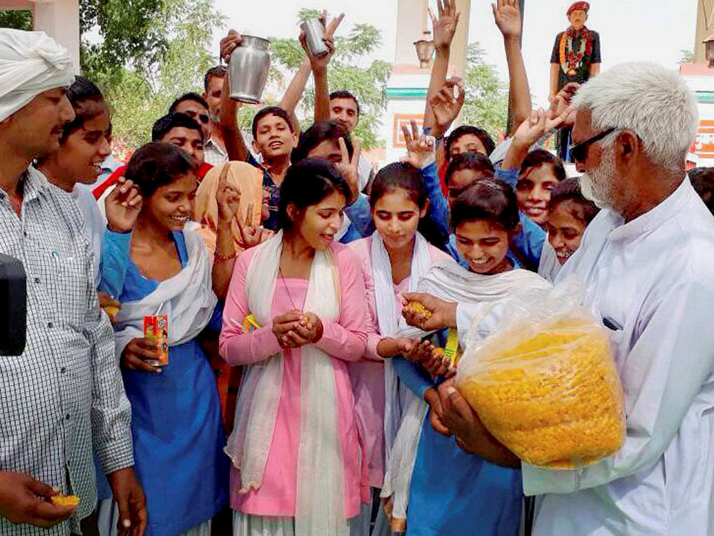 The protest come close on the heels of a hunger strike by a group of girls in Rewari, around 80 from here, to pressure authorities to upgrade the school in their village. PTI file photo.