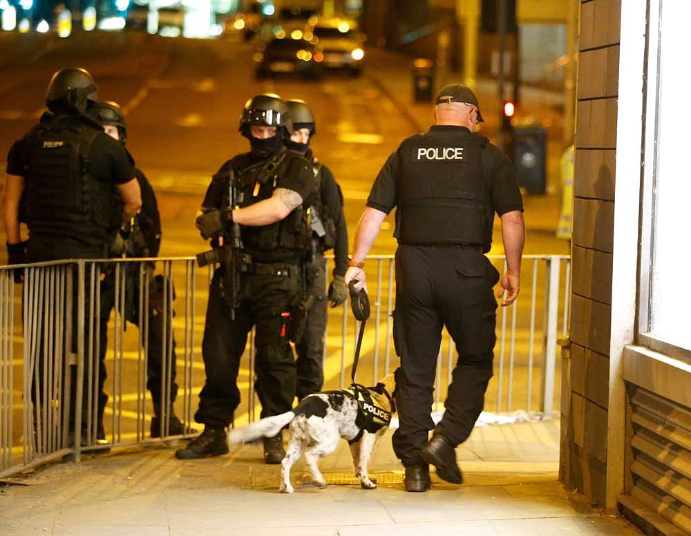British police carried out a controlled explosion today near the Manchester Arena venue. Reuters photo