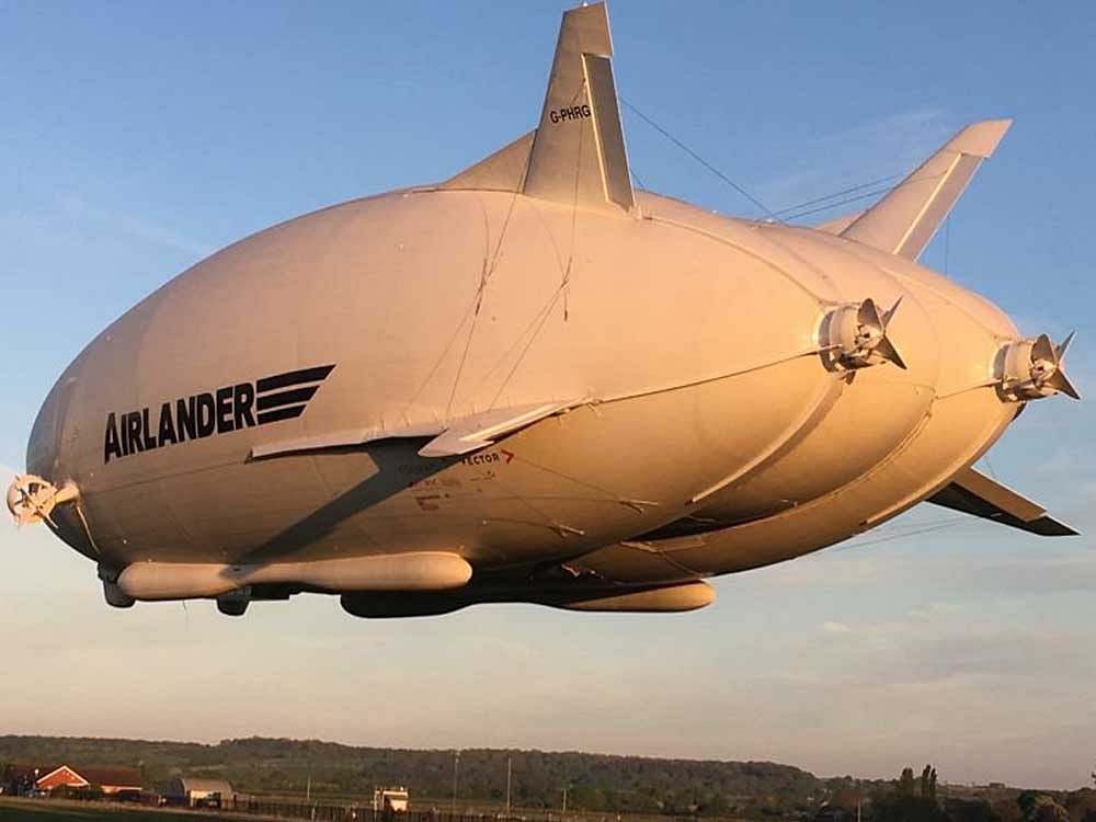 On May 10, the Airlander 10 flew for a total of 180 minutes to test the aircraft's handling, improved landing technology and more, according to Hybrid Air Vehicles, the British company that built the aircraft. Copyright Hybrid Air Vehicles/Airlander. Credit: Photo via Twitter