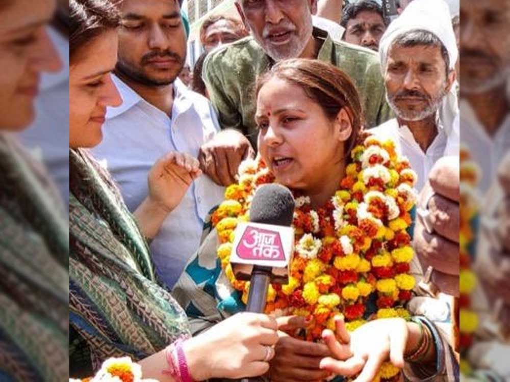 Officials said the department has asked Bharti, a Rajya Sabha member, and her husband Shailesh Kumar to appear before the investigating officer (IO) here in the first week of June. Above: File photo of Misa Bharti. Image courtesy Twitter.
