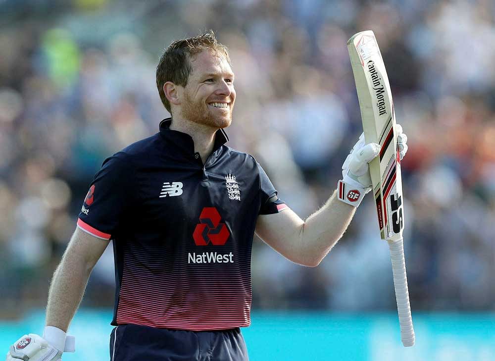 England's Eoin Morgan leaves the pitch after making 107 runs during the one day international against South Africa at Headingley, Leeds, England, Wednesday May 24, 2017. AP/ PTI