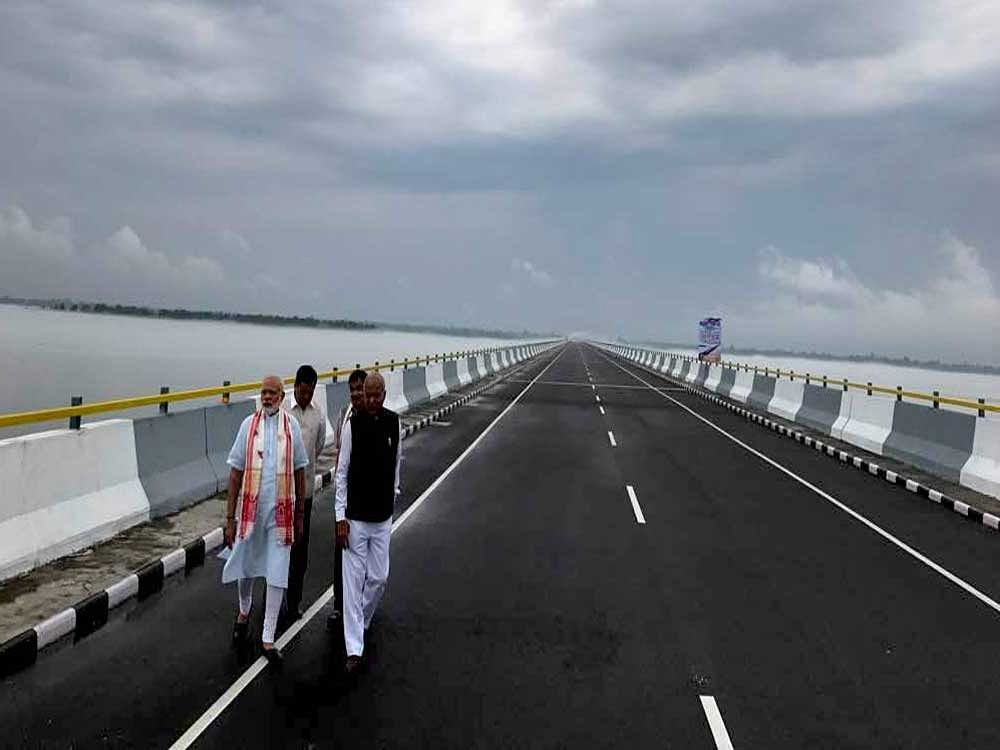 Modi said the bridge would open new road for the high- quality ginger grown by farmers of the region and improve their economic condition.Picture courtesy Twitter