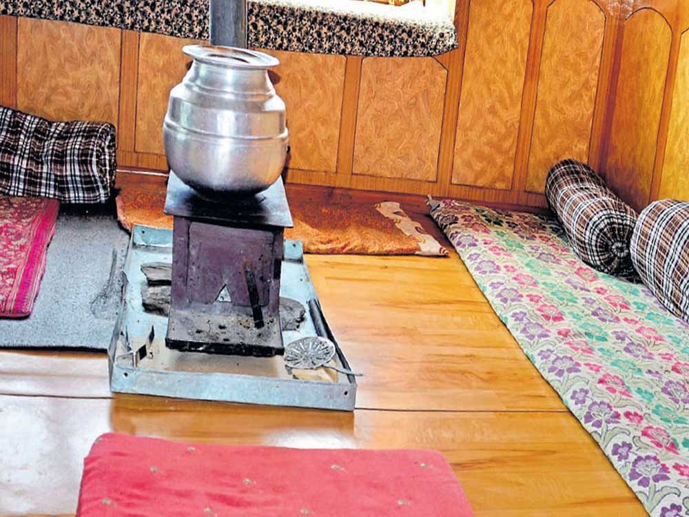 In picture: an improvised fireplace at  the homestay